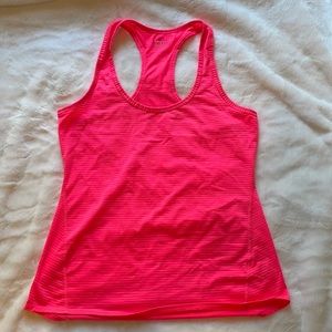 Athleta Women's Pink Shadow Stripe Chi Racerback Mesh Tank Top Small